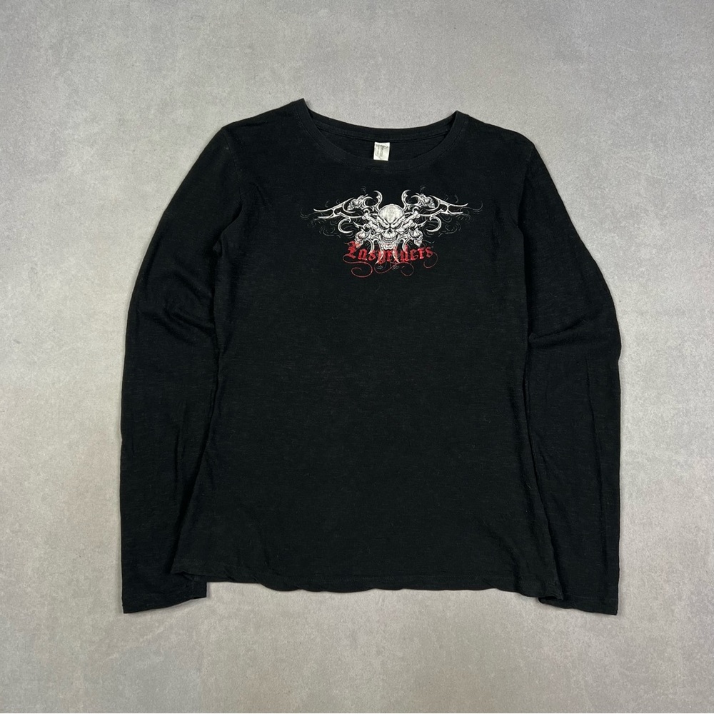 Y2K Black Graphic Long Sleeve Shirt
